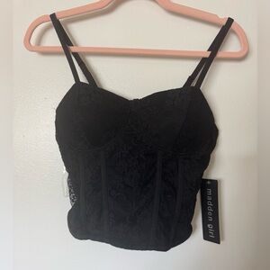 NWT Madden Girl Black Floral Lace Bustier Size M
